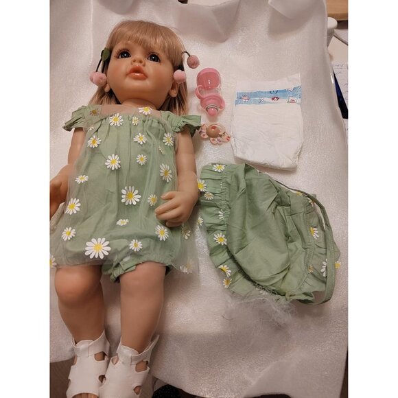 Reborn Baby Dolls Girl 22 Inch Silicone Full Body That Look Real - Picture 5 of 5